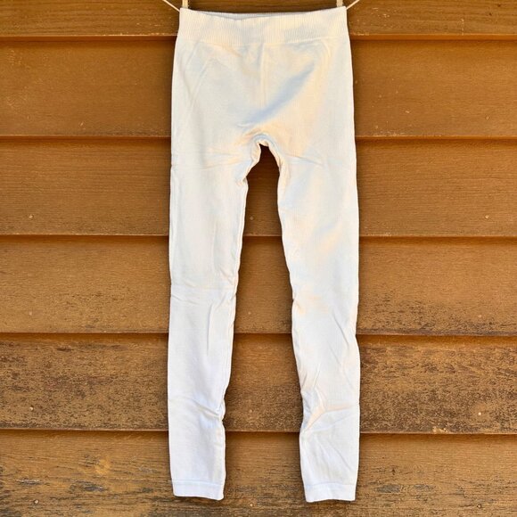 1955 Vintage White Long Johns Thick Leggings S Cotton Nylon Spandex Blend - Picture 1 of 8
